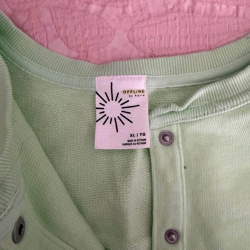 Light Green Henley Sweatshirt - Picture 2 of 3